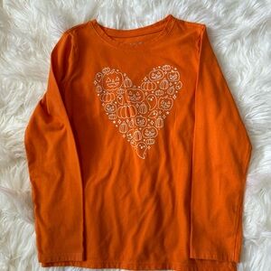 Cat & Jack long sleeve t-shirt - orange with pumpkins/heart